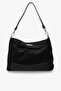 Aurel Women's Genuine Leather Daily Bag - Black Suede - 2