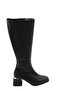 Women's knee-high square boot with side zipper - 2