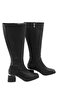 Women's knee-high square boot with side zipper