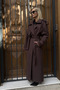 Epaulette and Piece Detail Lined Premium Quality Relaxed Fit Belted Women’s Melton Coat Jacket - 6