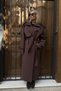 Epaulette and Piece Detail Lined Premium Quality Relaxed Fit Belted Women’s Melton Coat Jacket