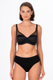 Women's Underwire Minimizer Gathering Bra – Black with Transparent Tulle Detail - 4