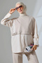 Women's Stone Color Seasonal Combed Cotton Bottom Top Sports and Comfortable Hijab Suit
