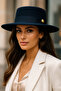 Women's Navy Blue Cashmere Gondola Hat Spk1148