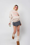 I Love You so Matcha Printed Oversize Unisex Beige Hoodie - 5