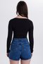 Women's Slim Fit Slim Fit Cotton V-Neck Black Blouse - 7