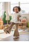 Eid Girl's French Velvet Wide Drapey Flared Leggings Girlpower Camel - 2