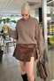 Taupe Color Women's Turtleneck Knit Sweater Mg2535 - 6