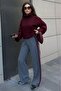 Burgundy Women's High Top Knitwear Sweater Mg2255 - 3