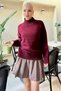 Burgundy Turtleneck Women's Knitwear Sweater Mg2535 - 5
