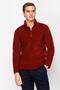 Burgundy Men's Half Zipper Fleece Sweatshirt Stand Collar Model - 2