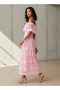 Lace Off Shoulder Dress with Ruffle Polyester - 3
