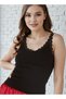 Textured Sleeveless Camisole with Scoop Neck and Lace Detail