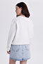 Women's Oversized wide cut cotton crew neck ecru sweatshirt - 7