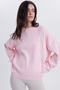 Women's Oversized Wide Cut Crew Neck Pink Sweater - 5