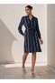 Knee Length Shirt Belted Dress with Floral Embroidery - 2
