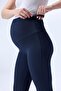 364 Navy Blue Corded Fabric Shaping / Sculpting and Extra Flexible Effective High Waist Maternity Leggings - 6