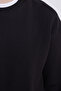 Women's Oversized Wide Cut Cotton Crew Neck Black Sweatshirt - 3