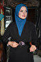 P. Blue Practical Ready-made Interlocking Hijab Scarf Sandy Fabric Embroidered Pearls and Stones 1605_17