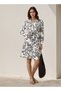 Knee Length Shirt Belted Dress with Floral Print - 2