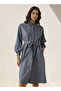 Shirt Midi Dress with Waist Tie-Up