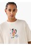 Graphic Print Textured T-shirt with Round Neck - 4