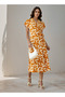 Leaf Print Wrap Style Women Dress with Tie-Up Detail - 2