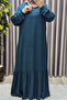 Women's Hijab Clothing Plus Size Plain Ruffle Dress - 6