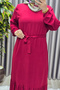 Women's Hijab Clothing Plus Size Plain Ruffle Dress - 2