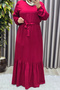 Women's Hijab Clothing Plus Size Plain Ruffle Dress - 8