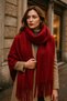 Women's Burgundy Tasseled Imported Scarf-Shawl Sal1295 - 5