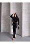 Crew Neck Crop Sweater Slit Trousers Knitwear Bottom-Top Set - 2