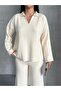 Polo Yaka Corded Fabric Bottom-Top Knitwear Set - 7