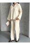 Polo Yaka Corded Fabric Bottom-Top Knitwear Set - 3