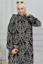 Women's Black Patterned Cotton Shirt Tunic t 2108