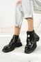 D24Kb 1990 Black Patent Leather Genuine Leather Women's Boots - 3