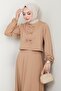 Beige Suit with Skirt and Bow Detail - 3
