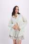 Women's Oversize Wide Cut 100% Cotton Muslin Fabric Long Sleeve Pocketed Textured Light Mint Shirt - 6