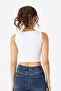 Women's Cotton Ribbed Halter Neck Thick Strap Crop White Black 2 Pack - 4