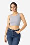 Women's Cotton Camisole Crew Neck Thick Straps Crop Gray - 3