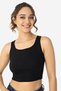 Women's Cotton Camisole Crew Neck Thick Strap Crop Black White Gray Set of 3 - 3