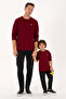 Men's Regular Fit Crew Neck Burgundy Slim Basic Sweatshirt 50313752-Vr014 - 2