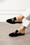 Santi Black Large Gold Chain Elegant House Slippers - 3