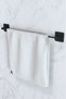 Adhesive Black Long Towel Rack Square Towel Holder Towel Rack WC Toilet Roll Holder 3-Piece Bathroom Set - 2