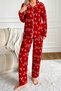 Winter New Year Patterned Women's Shirt Fleece Pajama Set - Deer Christmas Pajamas - 3