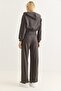 Women's Crop Cardigan Three Thread Non-Shardon Tracksuit Set Black - 5