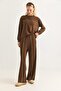 Women's Modal Fabric Ribbed Tracksuit Set Brown - 3