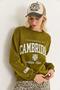 Women's Crew Neck Printed Three Thread Sh Fleece-Lined Sweatsirt Claret Red