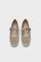 Women's Beige Buckle Detailed Velvet Ballerinas - 5