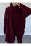 Women's Burgundy Scarf Hair Braided Pants Sweater Scarf Set of 3 - 4